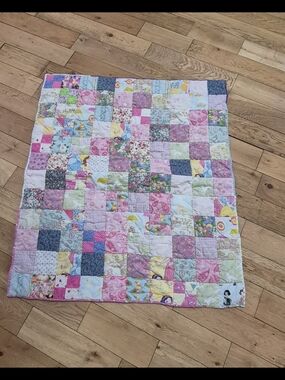 Handmade Princess Patchwork Baby Quilt in Pastel Florals & Prints